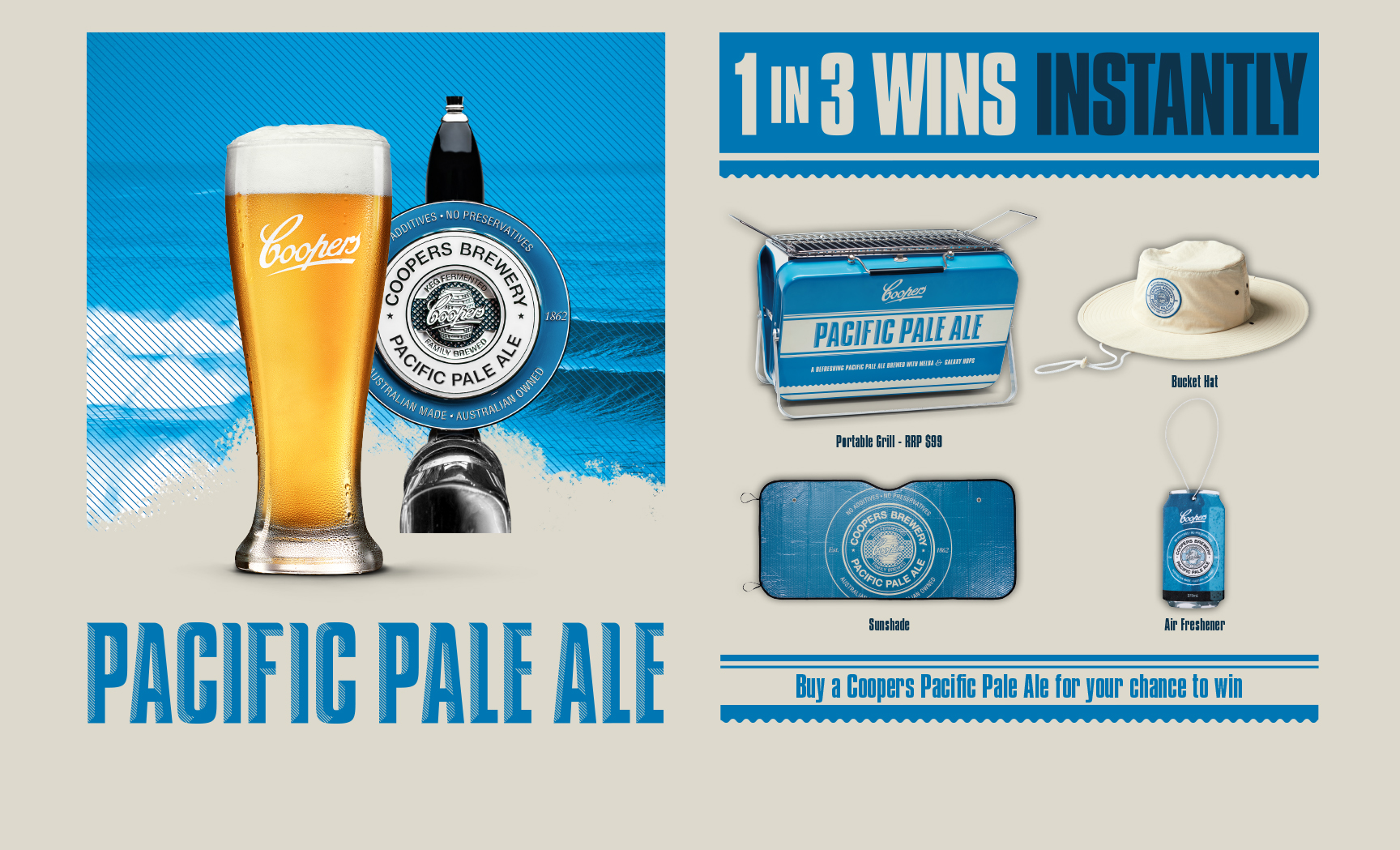 Coopers Pacific Pale Ale 1 in 3 wins Instantly Promotion
